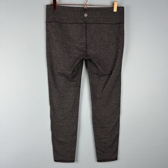 Athleta Womens Large Chaturanga 7/8 Crop Legging Pants Charcoal Gray Herringbone - Picture 3 of 6